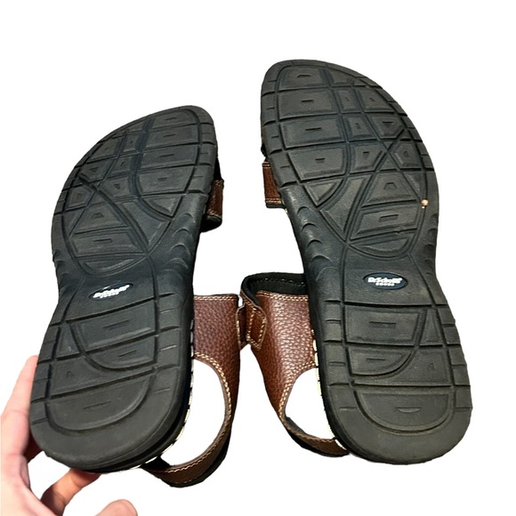 NEW! DR. SCHOLL'S Men's Brown Leather Memory Foam Comfort Sandal-12 - Picture 11 of 14